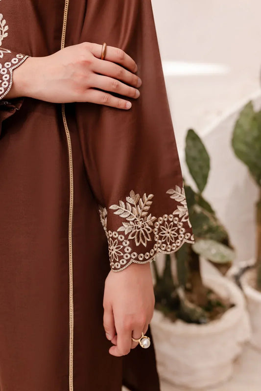 Brown Embroidered Dress